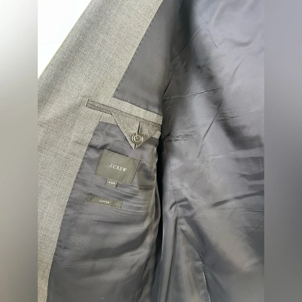 J.Crew Ludlow‎ Blazer – Size 44R Super 150s Wool – Loro Piana Gray Micro Check